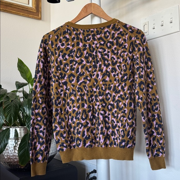 J Crew Leopard Wool Blend Crew Sweater Sz S - Picture 9 of 11